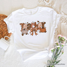 Load image into Gallery viewer, Teacher Coquette Autumn T-Shirt, Cozy Fall Pumpkin Tee for Educators
