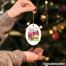 Load image into Gallery viewer, Vintage Christmas Smoking Advertisement Ceramic Ornament, 1940s Camel Cigarette Retro Collectible
