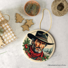 Carregar imagem no visualizador da galeria, Wild West Gritty Holiday Christmas Ornament, Vintage Western Legend Clint Eastwood Gift
