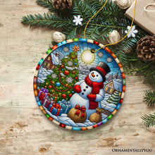 Load image into Gallery viewer, Winter Festivity Top Hat Snowman Ornament, Radiant Tree with Holiday Spirit Keepsake and Gift
