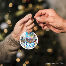 Carregar imagem no visualizador da galeria, Adventurous Aspen Colorado Ornament, Snow Mountains, Nature Traveler and Skiing Vacation Souvenir
