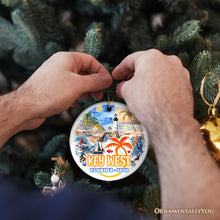 Carregar imagem no visualizador da galeria, Artistic Key West Ceramic Ornament, Tropical Florida Vacation and Beach Paradise Christmas Souvenir
