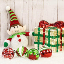 Load image into Gallery viewer, Elf Theme Christmas Ornament Set, 9 Baubles Green and Red
