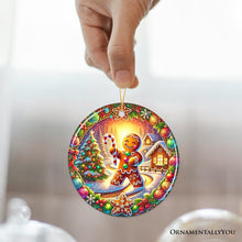 Load image into Gallery viewer, Enchanting Gingerbread Man in a Christmas Village Ornament, Whimsically Cheerful Holiday Gift and Tree Decor
