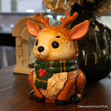 Carregar imagem no visualizador da galeria, (Pre-Order) Festive Reindeer 10&quot; Cookie Jar, Christmas Kitchen Festive Deer Decoration
