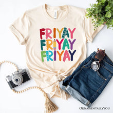 Carregar imagem no visualizador da galeria, Friday Teacher T-Shirt, Friyay White, Natural, Navy and Black Weekend Vibes Tee
