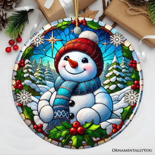 Load image into Gallery viewer, Frosty and Holly Snowman Ornament, Gift and Decor for Cheerful Winter Christmas Tree
