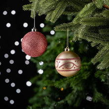 Load image into Gallery viewer, Glamorous and Cute Shiny Pink and Rose Gold Christmas Ornament Set, Glittered and Girly Feminine Holiday Baubles
