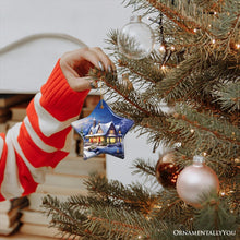 Load image into Gallery viewer, Glowing Winter Night Painting Ceramic Ornament, Warm and Inviting Christmas Tree Decor
