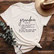 Carregar imagem no visualizador da galeria, Grandma Definition T-Shirt, White, Natural, Navy and Black Funny Tee for Grandmothers
