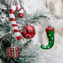 Load image into Gallery viewer, Mega Elf Christmas Ornament Bundle Set, 100 Assorted Baubles of Greens, Reds, Candycanes, and Gift Boxes
