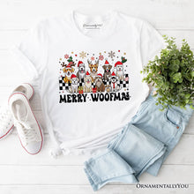 Carregar imagem no visualizador da galeria, Merry Woofmas Dog Mama T‑Shirt, Dogs With Santa Hats Christmas Tee
