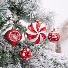 Carregar imagem no visualizador da galeria, Premium Christmas Candy Red and White Large Ornament Set, Candycane Color 108 Piece Bauble Bundle
