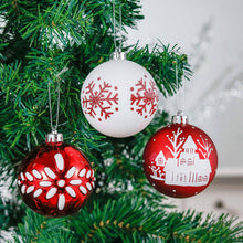Load image into Gallery viewer, Red and White Shatterproof 16 Piece Christmas Ball Ornament Bundle, Candycane and Glittery Snowflakes
