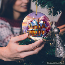Carregar imagem no visualizador da galeria, Serene Snowy House Painting Christmas Ornament, Tranquil Winter Wonderland Decoration Keepsake
