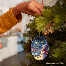 Carregar imagem no visualizador da galeria, Snowflakes are Kisses from Heaven Quote Christmas Ornament, Snowman under the Twilight Sky Memorial Gift
