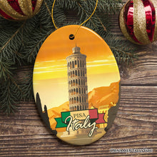 Load image into Gallery viewer, Sunset in Pisa Italy Vintage Art Souvenir Ceramic Christmas Ornament

