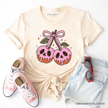 Load image into Gallery viewer, Sweet and Spooky Poison Cherries Halloween T-Shirt, Coquette Skulls Tee
