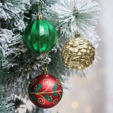 Load image into Gallery viewer, Uniquely Patterned Christmas Bauble Set, 35 Ornaments with Red, Green, and Gold
