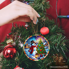 Load image into Gallery viewer, Winter Festivity Top Hat Snowman Ornament, Radiant Tree with Holiday Spirit Keepsake and Gift

