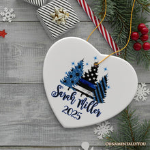 Carregar imagem no visualizador da galeria, Personalized Police Officer Back The Blue Merry Christmas Trees Ornament, Retirement Gift
