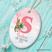 Carregar imagem no visualizador da galeria, Cute Bunny Rabbit Child Personalized Christmas Monogram Ornament
