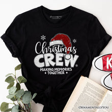 Cargar imagen en el visor de la galería, Christmas Crew T‑Shirt, Glitter Santa Hat Tee for Making Memories
