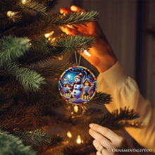 Load image into Gallery viewer, Enchanting Snowman with Cozy Lantern in Winter Village Ceramic Ornament for Decor and Gift
