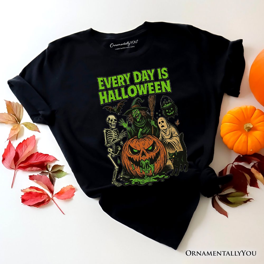 Every Day Is Halloween T-Shirt, Vintage Pumpkin Witch Spooky Tee for Eternal Spook Enthusiasts