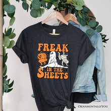 Load image into Gallery viewer, Freak in the Sheets Ghost T-Shirt, Naughty Halloween Tee for Spooky Adults
