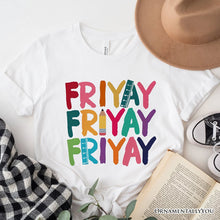 Carregar imagem no visualizador da galeria, Friday Teacher T-Shirt, Friyay White, Natural, Navy and Black Weekend Vibes Tee
