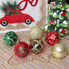 Load image into Gallery viewer, Graceful Ornament Bundle Set, Red, 30 Green and Gold Glittered Tree Baubles
