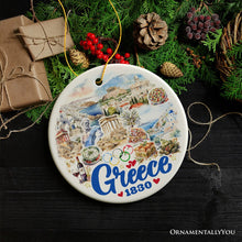 Carregar imagem no visualizador da galeria, Greece Historical Landmarks and Cultural Ornament, Artistic Greek and Athens Handmade Christmas Gift and Travel Souvenir
