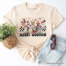 Carregar imagem no visualizador da galeria, Merry Woofmas Dog Mama T‑Shirt, Dogs With Santa Hats Christmas Tee
