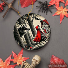 Carregar imagem no visualizador da galeria, Mysterious Red Riding Hood in the Woods Ornament, Spooky Halloween Tree Decor
