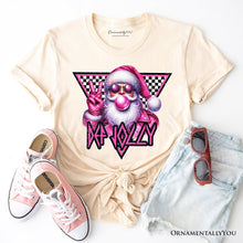 Carregar imagem no visualizador da galeria, Pink Santa Blowing Bubblegum T‑Shirt, Def Jolly Coquette Retro Christmas Tee
