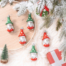 Carregar imagem no visualizador da galeria, Red and Green Polka Dot Christmas Folksy Gnome Ornament Set, 8 Shatterproof Tree Gnomies
