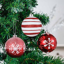 Load image into Gallery viewer, Red and White Shatterproof 16 Piece Christmas Ball Ornament Bundle, Candycane and Glittery Snowflakes
