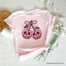 Load image into Gallery viewer, Sweet and Spooky Poison Cherries Halloween T-Shirt, Coquette Skulls Tee
