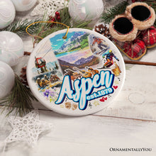 Carregar imagem no visualizador da galeria, Adventurous Aspen Colorado Ornament, Snow Mountains, Nature Traveler and Skiing Vacation Souvenir
