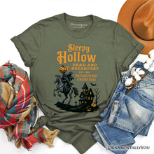 Cargar imagen en el visor de la galería, Headless Horseman Sleepy Hollow Halloween T-Shirt, Dead and Breakfast Retro Tee

