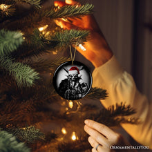 Carregar imagem no visualizador da galeria, Horrifying Krampus With Santa Hat Ceramic Ornament, Keepsake For Unique Halloween Tree Christmas Decor
