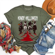 Cargar imagen en el visor de la galería, Howdy Halloween Cowgirl Women T-Shirt, Empowered Western Spooky Tee
