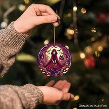 Carregar imagem no visualizador da galeria, Mysterious Red Riding Hood in the Woods Ornament, Spooky Halloween Tree Decor
