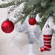 Load image into Gallery viewer, Super Santa Christmas Ornament Mega Bundle Set, Red and White Baubles, Snowman, Suit, Belt, and Snowflakes

