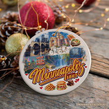 Carregar imagem no visualizador da galeria, Vibrant Minneapolis Cultural Ornament, Minnesota Twin Cities Urban Heritage Christmas Souvenir
