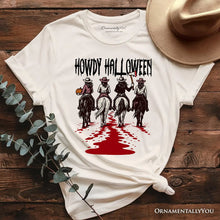 Carregar imagem no visualizador da galeria, Howdy Halloween Cowgirl Women T-Shirt, Empowered Western Spooky Tee
