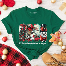 Carregar imagem no visualizador da galeria, It's Most Wonderful Time Of The Year T‑Shirt, Reindeer, Santa, Snowman Vintage Tee for Christmas
