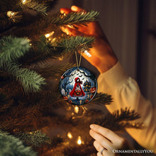 Carregar imagem no visualizador da galeria, Mysterious Red Riding Hood in the Woods Ornament, Spooky Halloween Tree Decor
