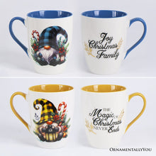 Load image into Gallery viewer, Cheerful Holiday Gnome Eclectic Ceramic Mug Set of 4, Christmas Coffee Cups for a Tableware Gift
